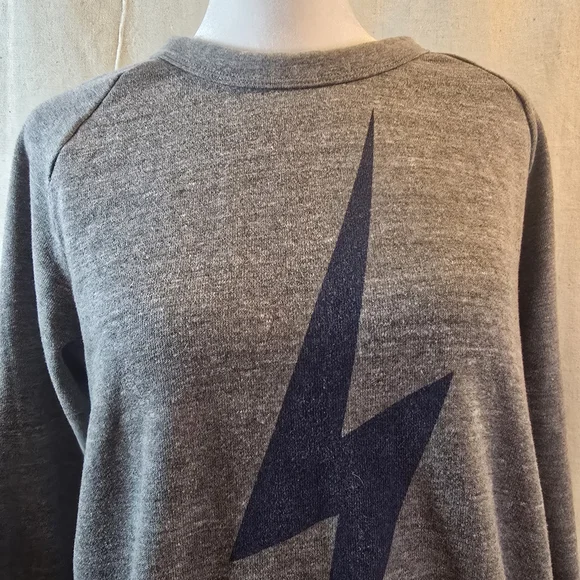 Aviator Nation Gray Sweater with Blue Lightning Bolt - Picture 3 of 8